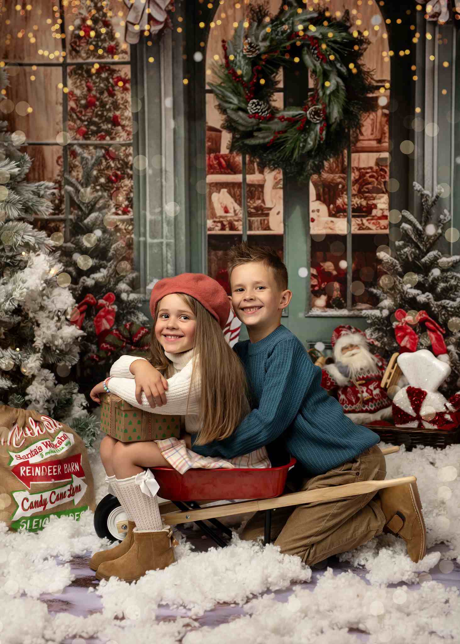 Kate Weihnachten Geschenk-Shop im Schnee Hintergrund für die Fotografie - Kate Backdrop.de