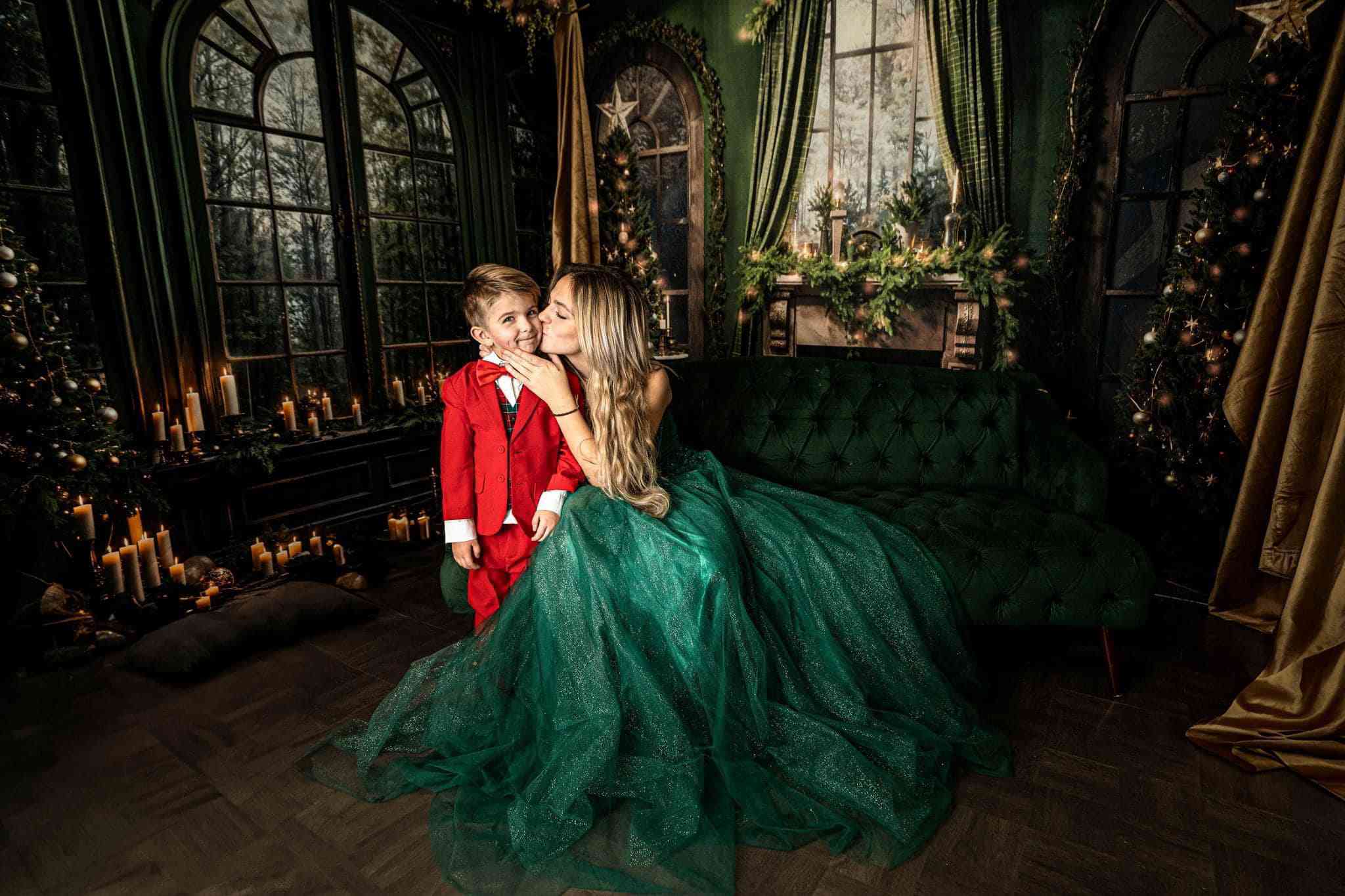 Kate Weihnachtskamin Fenster Grünes Zimmer Set (8ftx8ft&10ftx8ft&8ftx10ft) - Kate Backdrop.de