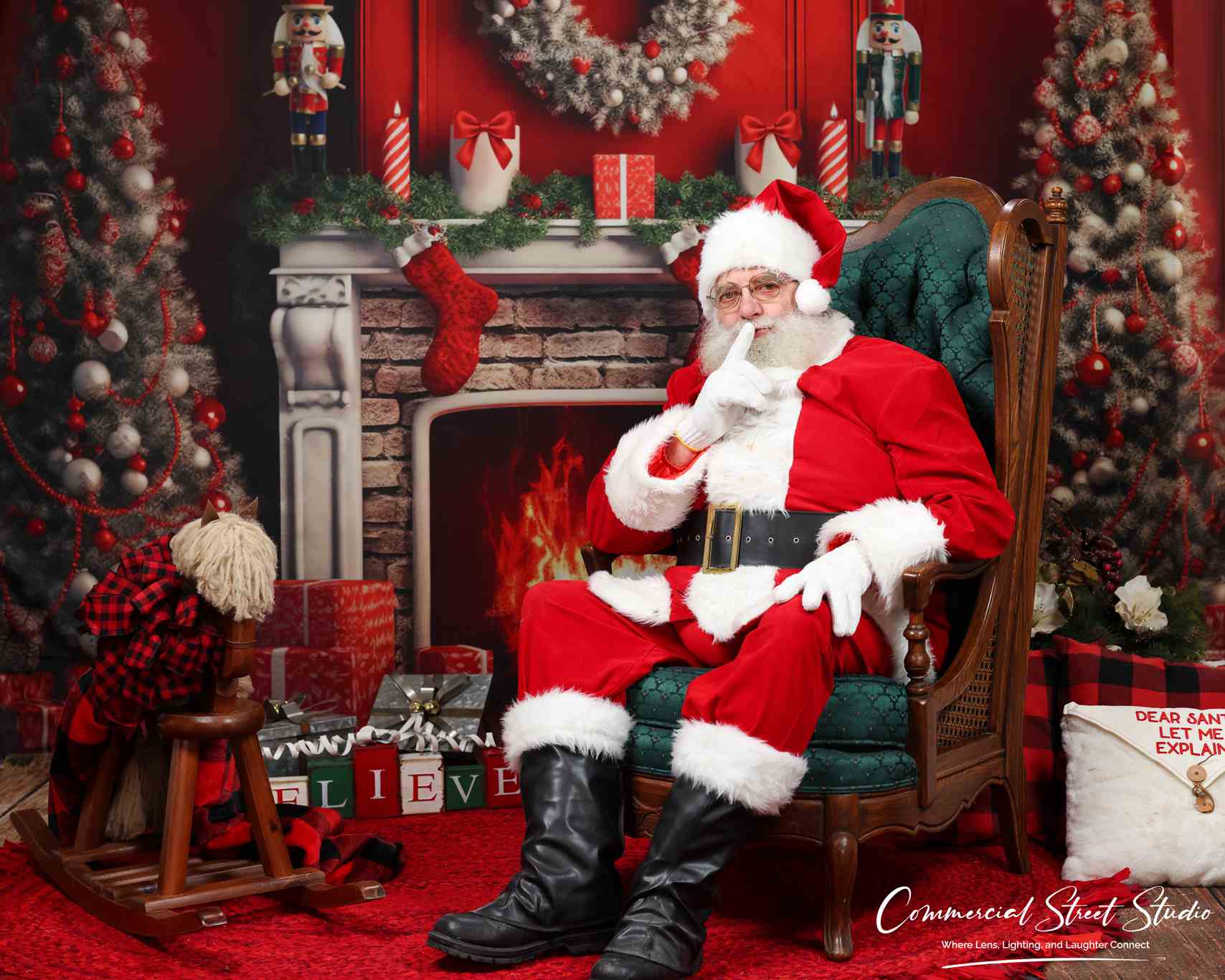 Kate Weihnachten Rot Kamin Baum Hintergrund von Chain Photography - Kate Backdrop.de