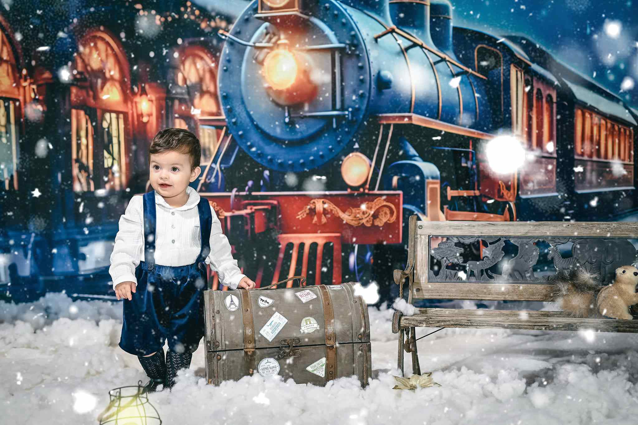 Kate Weihnachten Winter Zug Hintergrund für die Fotografie - Kate Backdrop.de