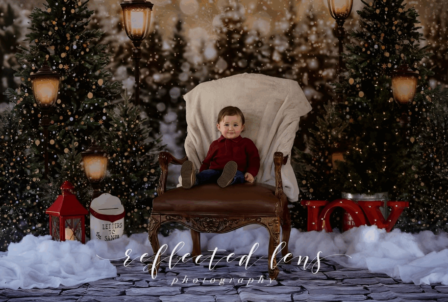 Kate Weihnachten Schneewald Lichter Hintergrund für Fotografie - Kate Backdrop.de