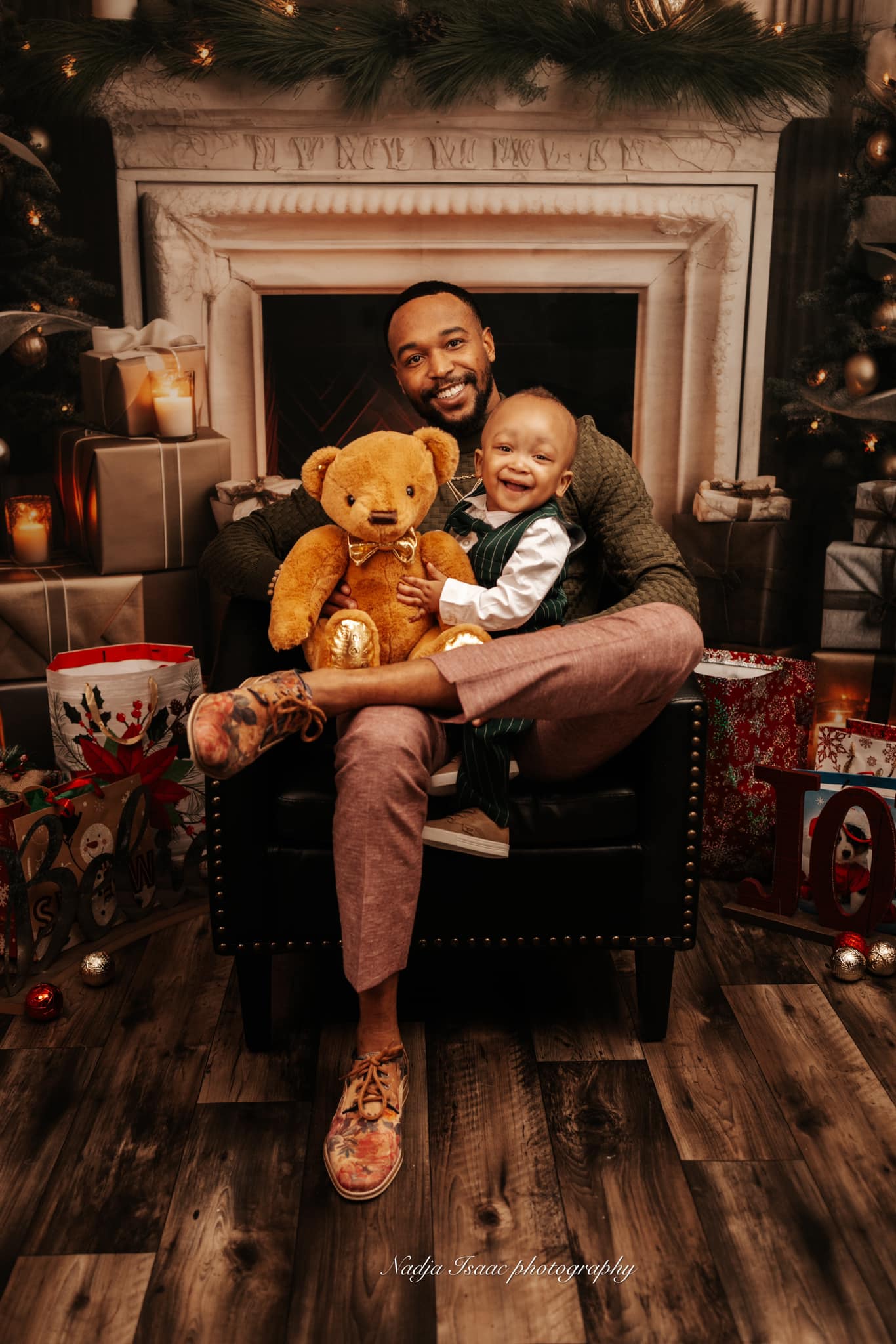 Kate Weihnachten Kamin Geschenkbaum Gemalt Fleece Hintergrund Entworfen von Emetselch - Kate Backdrop.de