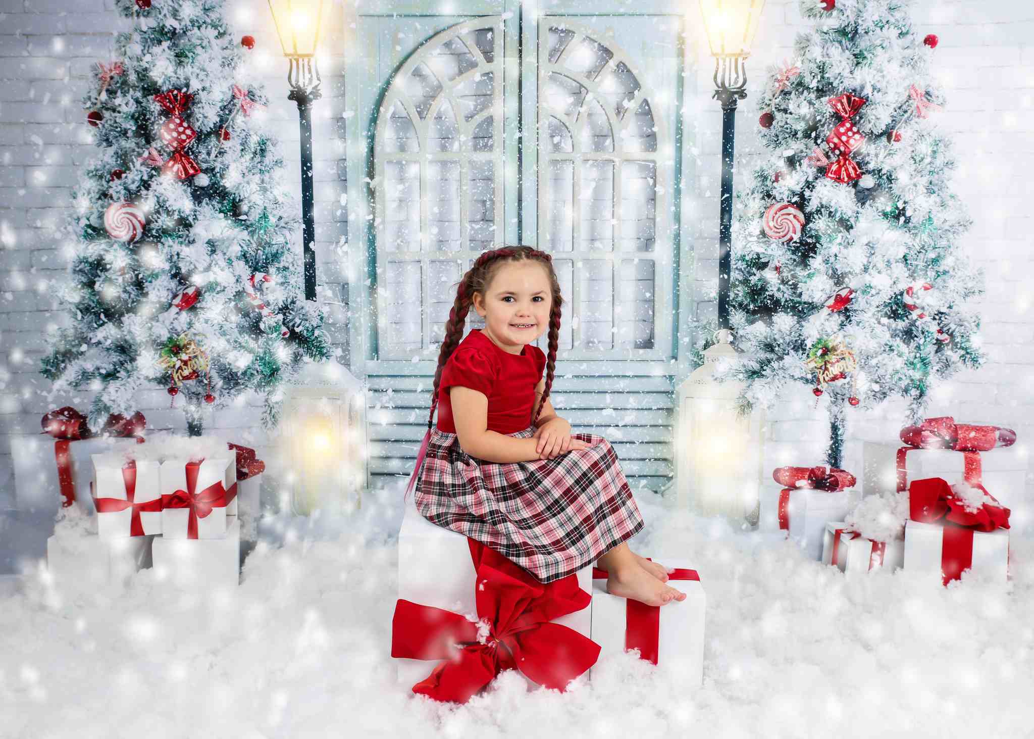 Kate Weihnachten Hintergrund Tür Baum von Uta Mueller Photography - Kate Backdrop.de