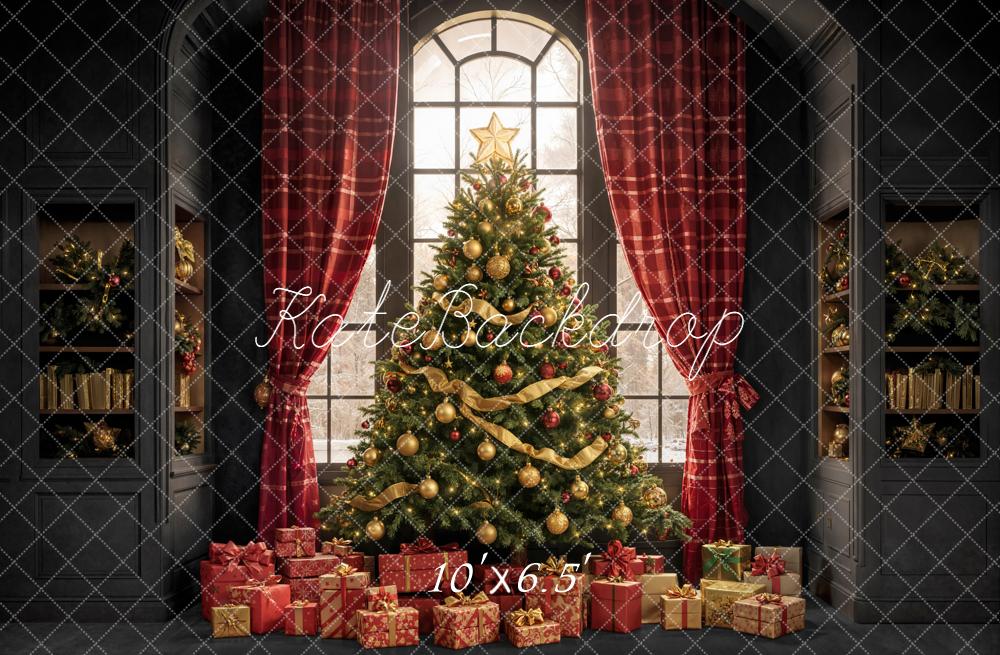 Kate Weihnachten Baum Geschenke Rot Hintergrund Entworfen von Emetselch - Kate Backdrop.de