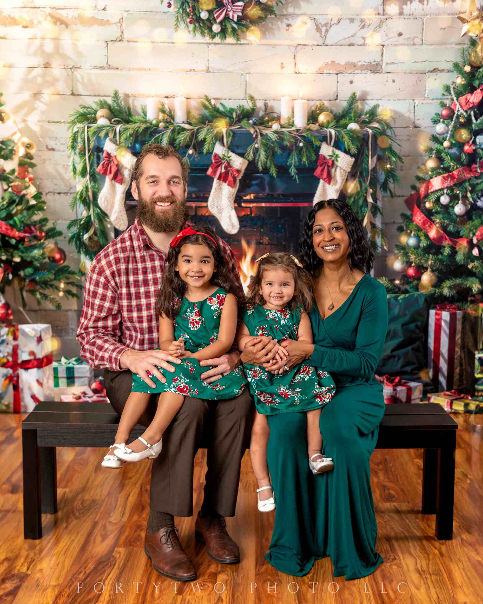 Kate Weihnachten Brennender Kamin Weiße Wand Hintergrund für Fotografie - Kate Backdrop.de