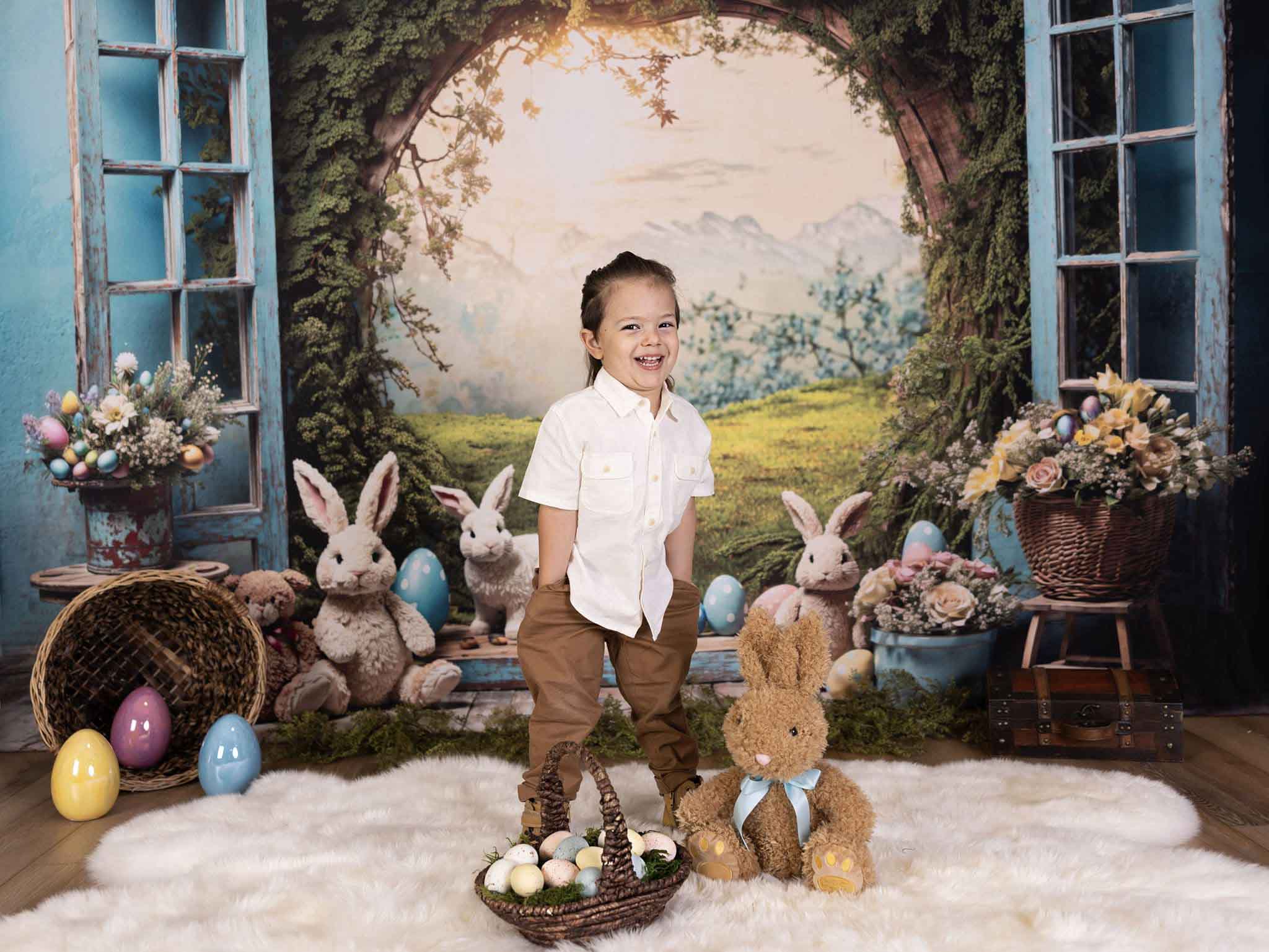 Kate Ostern Hase Fensterblick Fleece Hintergrund - Kate Backdrop.de