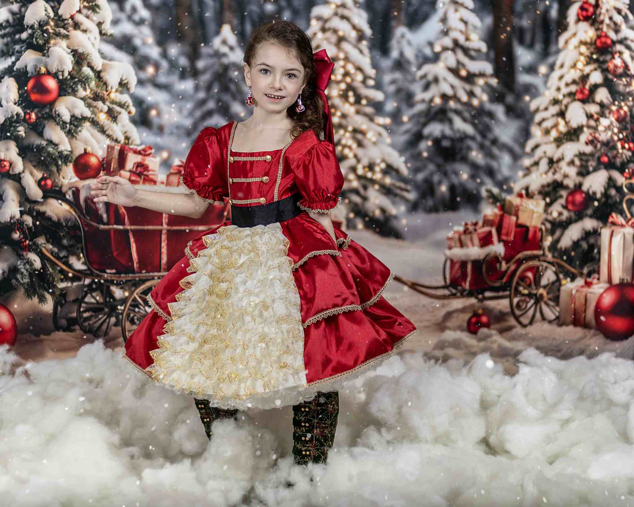 Kate Weihnachtsbaum im Freien verschneites Geschenk Hintergrund für Fotografie - Kate Backdrop.de