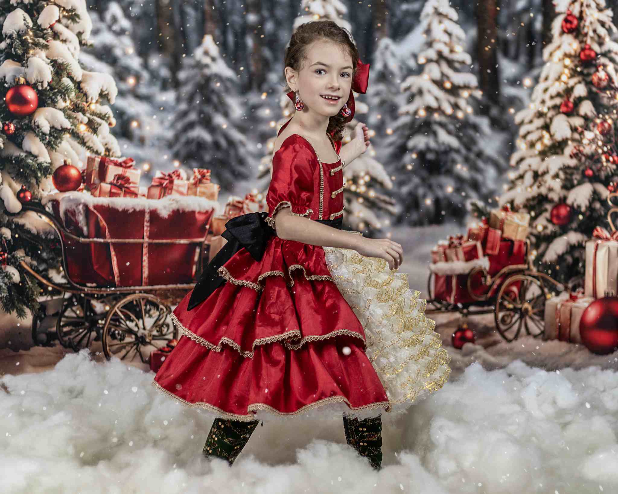 Kate Weihnachtsbaum im Freien verschneites Geschenk Hintergrund für Fotografie - Kate Backdrop.de