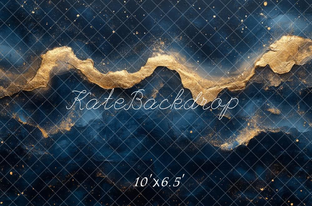 Kate Abstrakt Goldstruktur Blau Hintergrund Entworfen von Mini MakeBelieve - Kate Backdrop.de