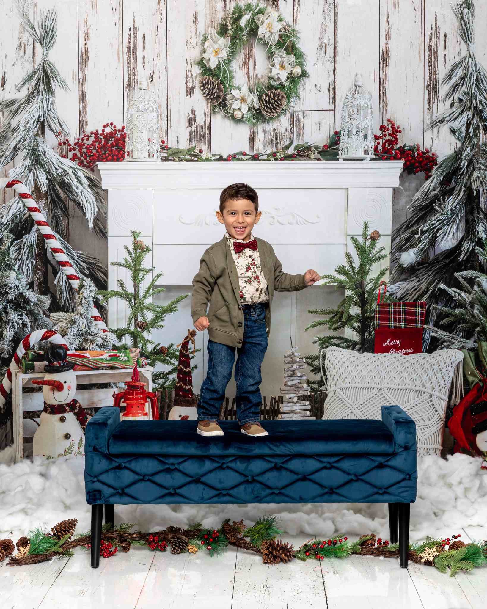 Kate Weihnachtskamin Baum Eiche Holz Hintergrund für Fotografie - Kate Backdrop.de