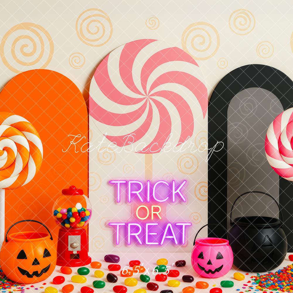 Kate Halloween Lollipops Süßigkeiten Bunt Hintergrund Entworfen von Patty Roberts - Kate Backdrop.de