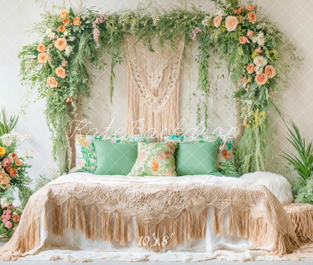 Kate Boho Blumen Bett Vintage Fleece Hintergrund Entworfen von Emetselch