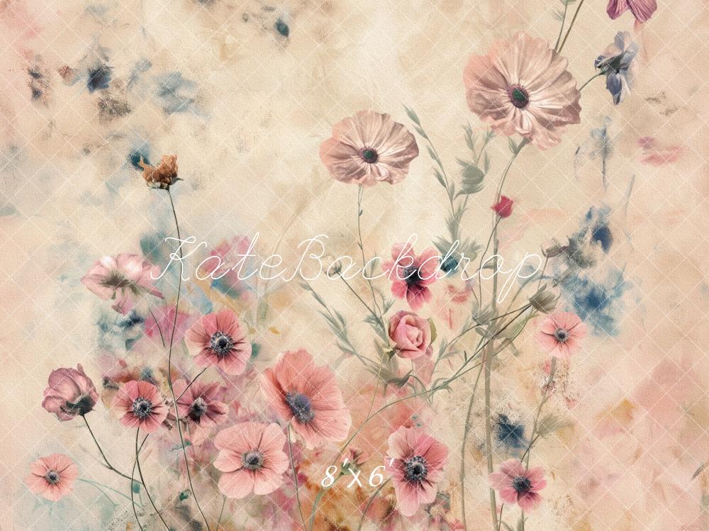 Kate Blumen Feld Aquarell Pastell Hintergrund Entworfen von Kerry Anderson - Kate Backdrop.de