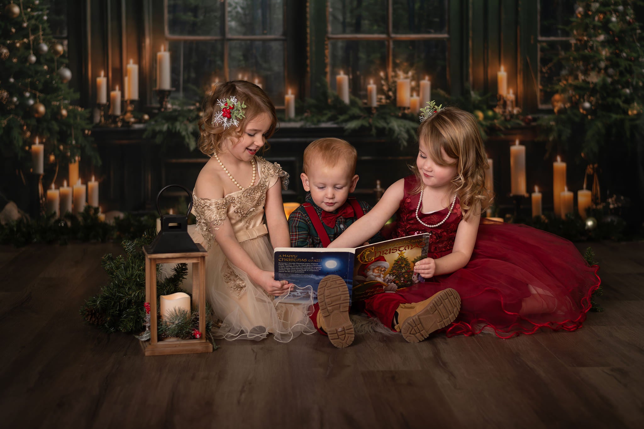 Kate Weihnachten Grün Fenster Kerze Hintergrund von Emetselch - Kate Backdrop.de