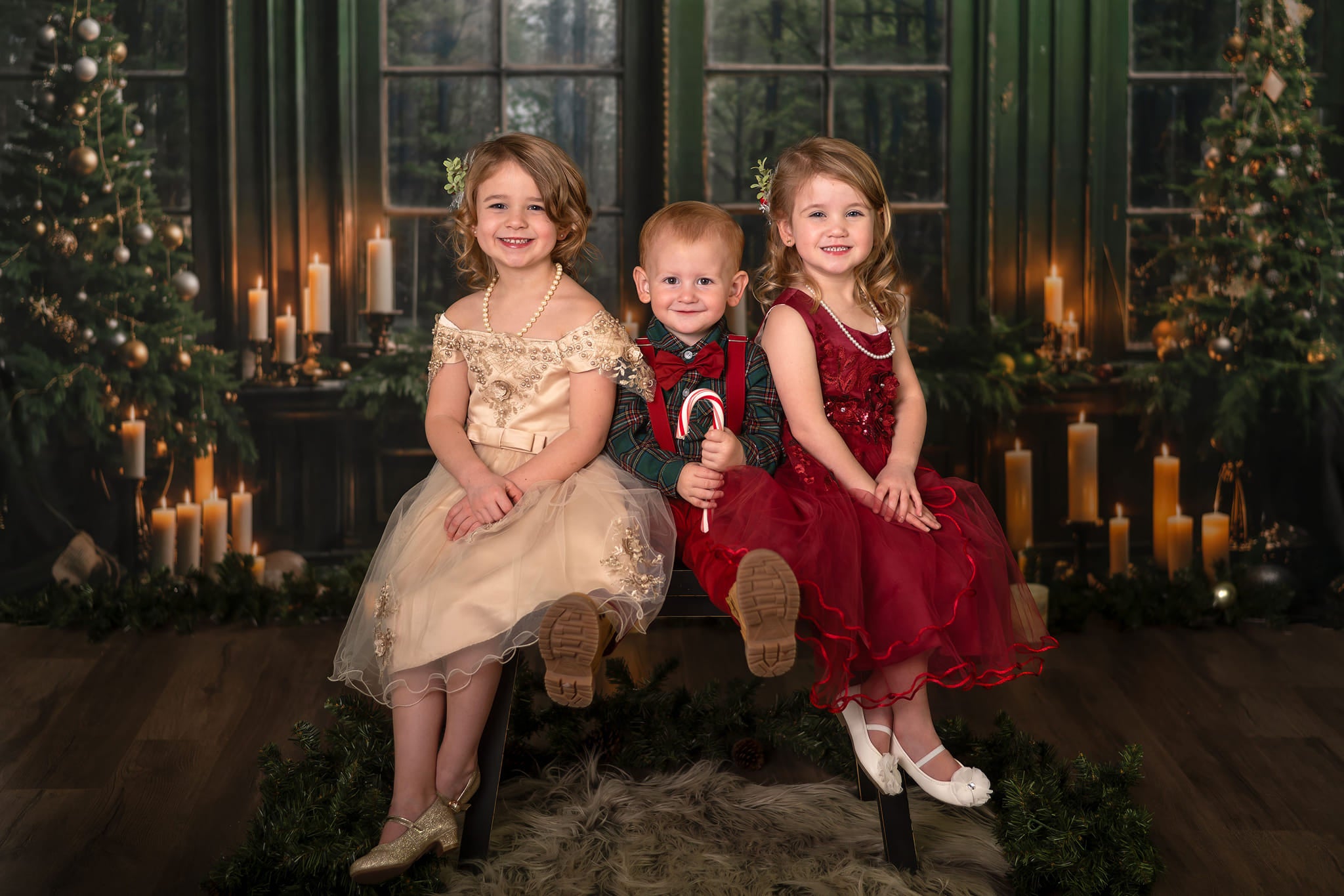 Kate Weihnachten Grün Fenster Kerze Hintergrund von Emetselch - Kate Backdrop.de