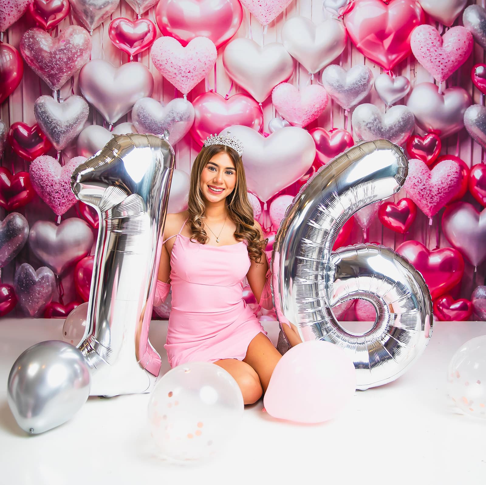 Kate Valentinstag Rosa und Silber Liebe Herz Ballon Hintergrund von Emetselch