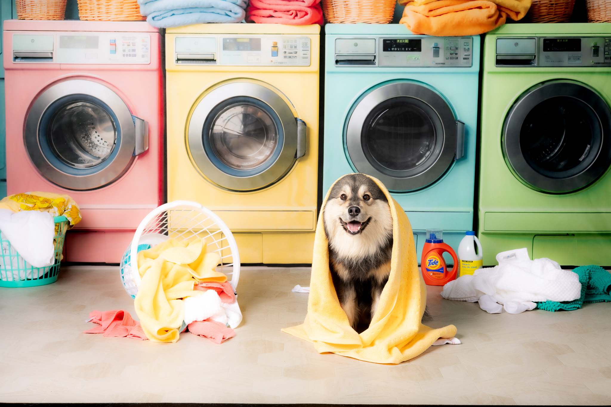 Kate Laundry Day Bunte Waschmaschine Hintergrund von Chain Photography - Kate Backdrop.de