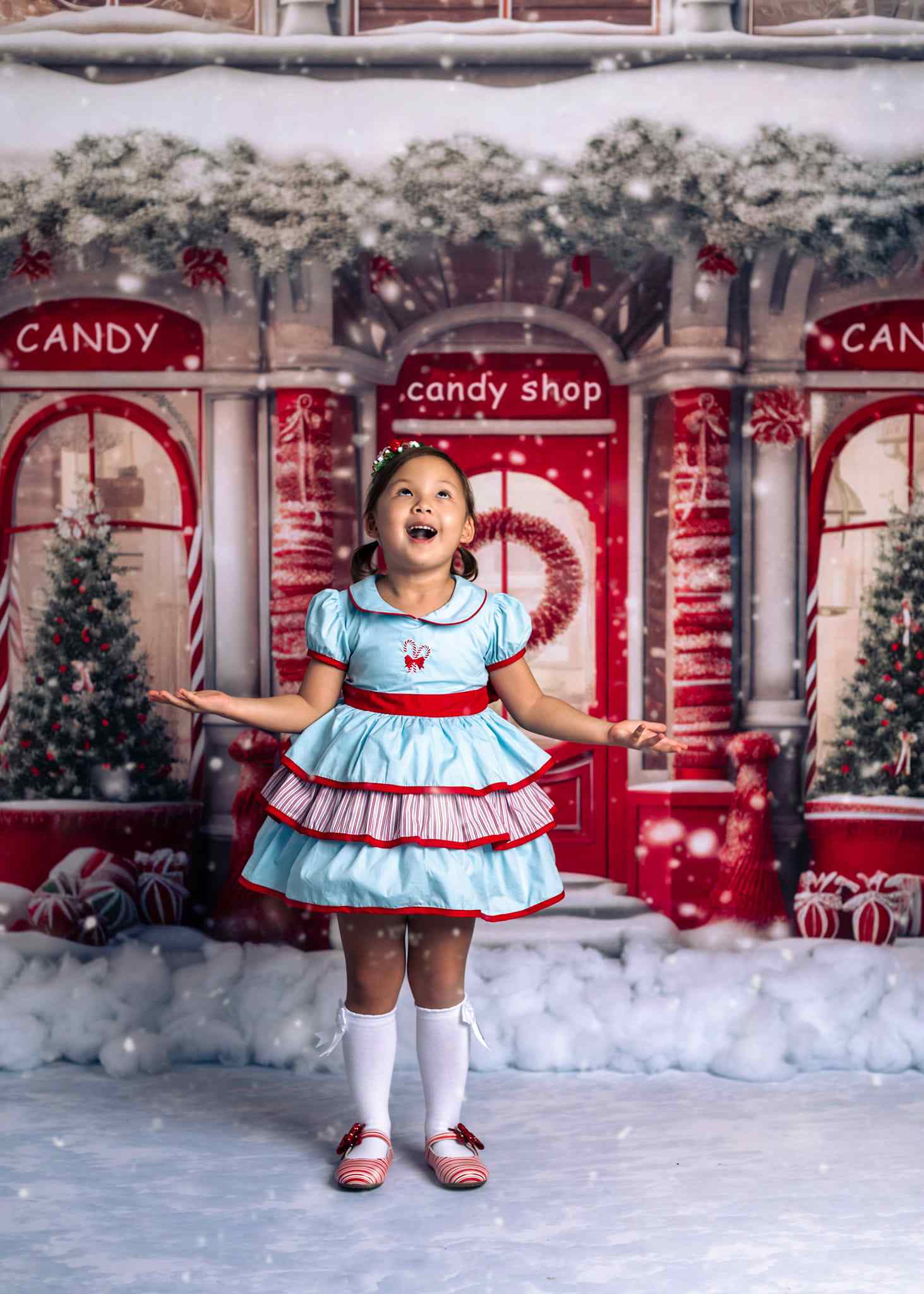 Kate Weihnachten Rot Süßigkeiten Shop Hintergrund von Chain Photography - Kate Backdrop.de