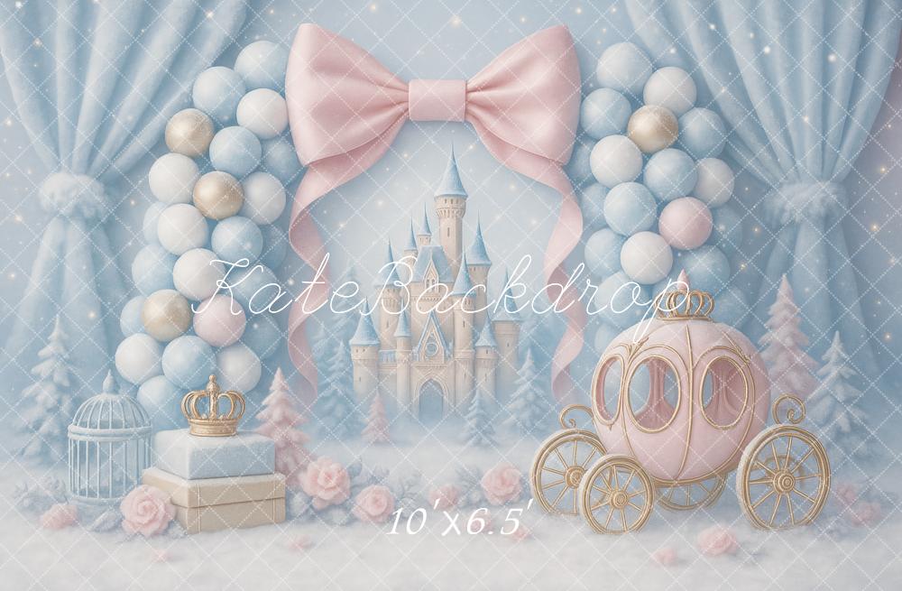 Kate Märchen Schloss Kutsche Pastell Hintergrund Entworfen von Ashley Paul - Kate Backdrop.de