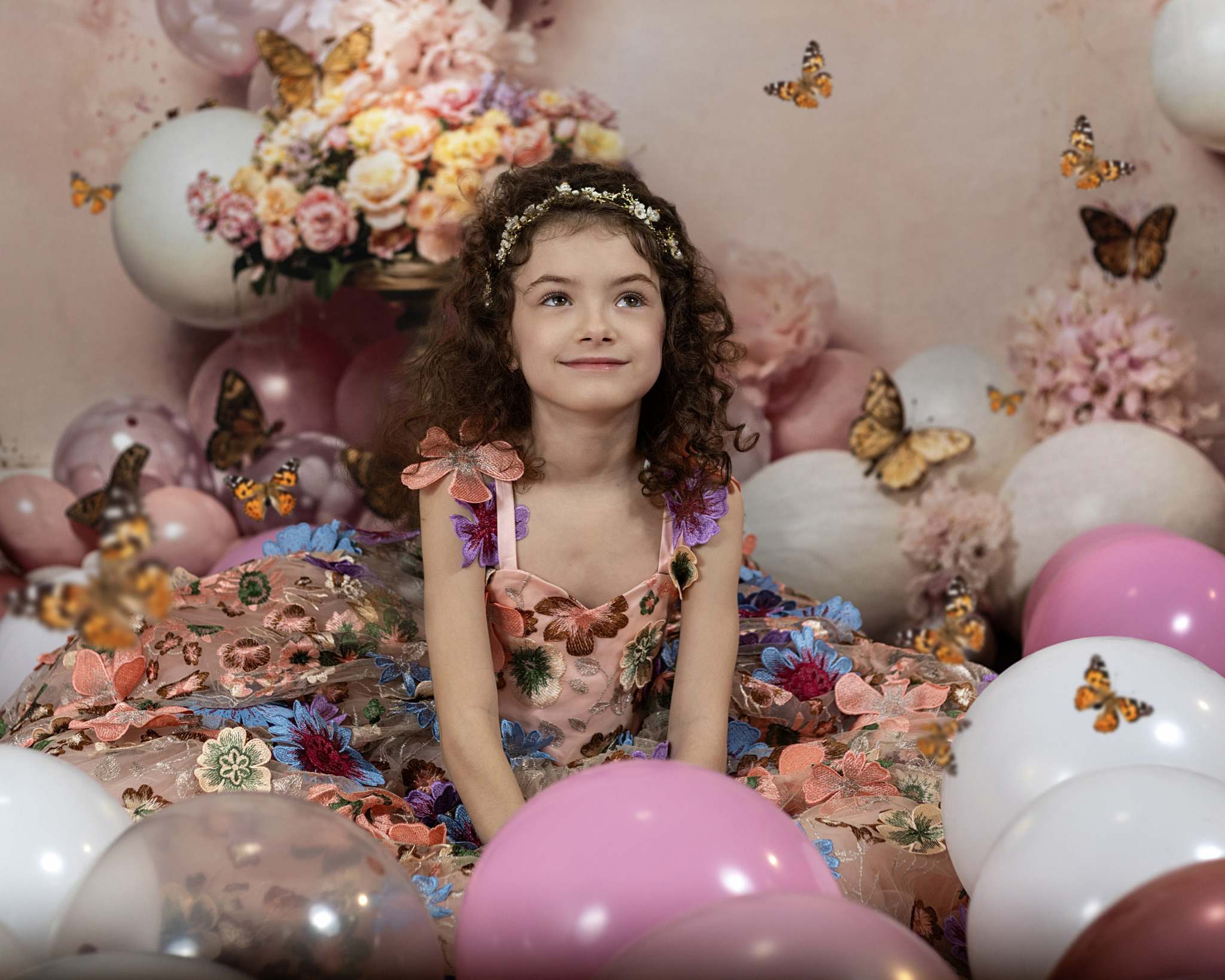 Kate Rosa Blume Schmetterling Ballon Hintergrund von Emetselch - Kate Backdrop.de