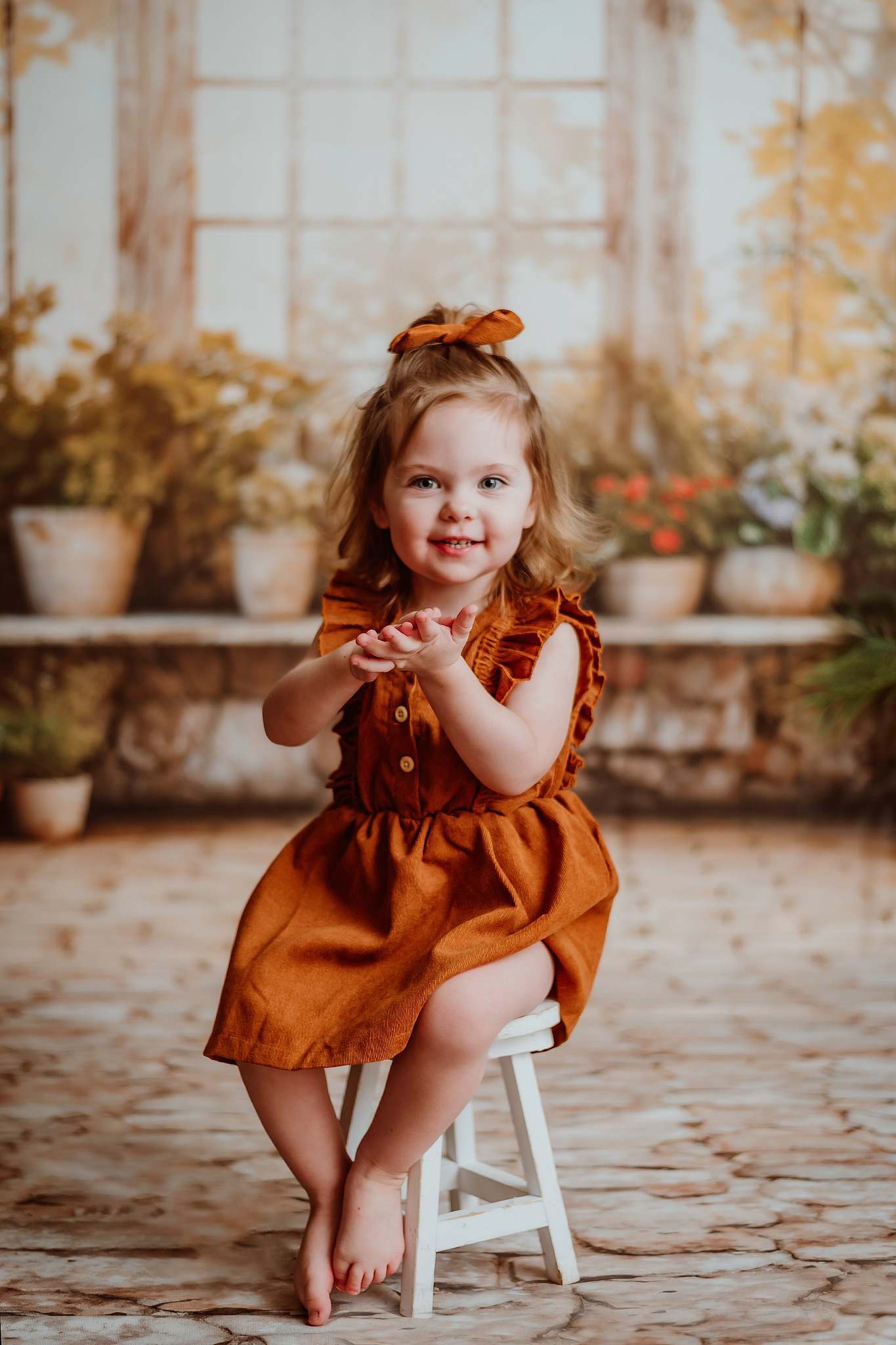 Kate Frühlingsgrüne Pflanzen Sonniger Fenster Hintergrund+Robuste gemusterte Pfad Boden Hintergrund - Kate Backdrop.de