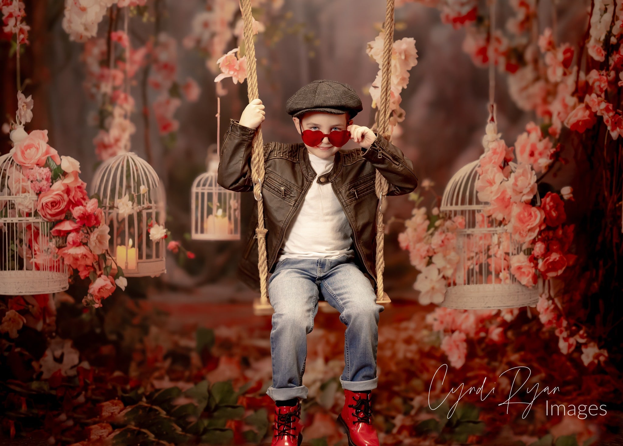 Kate Valentinstag Rosa Rose Birdcage Hintergrund von Emetselch - Kate Backdrop.de