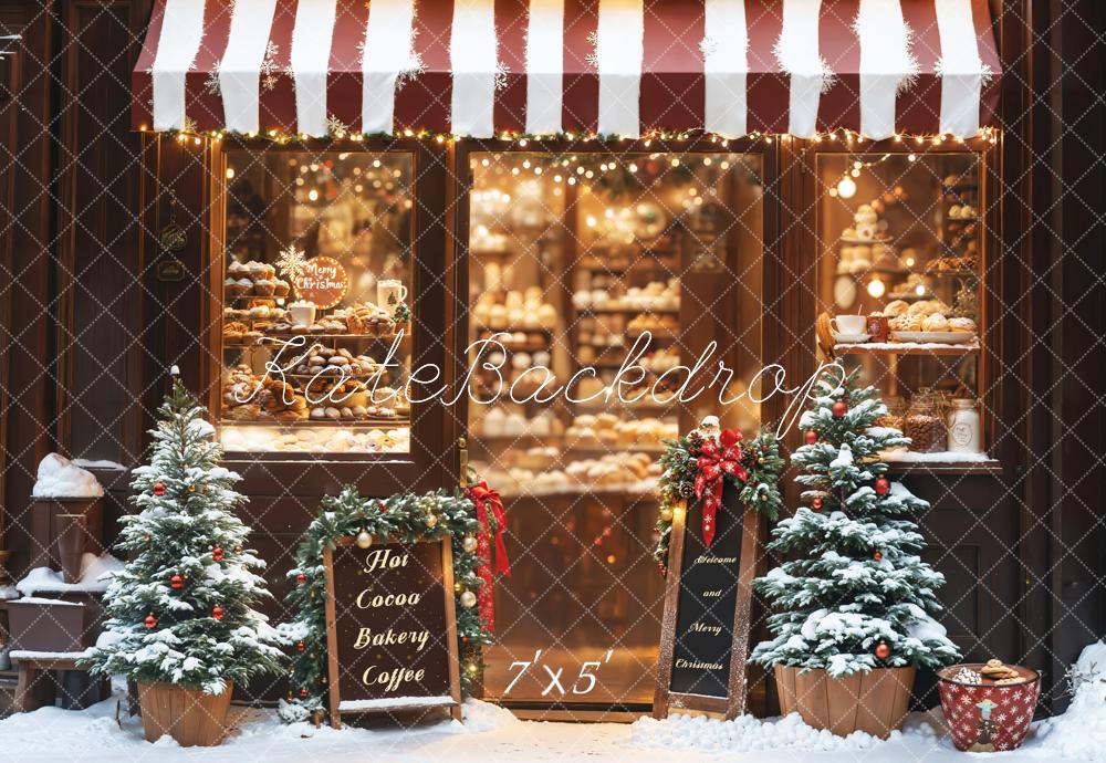 Kate Weihnachten Bäckerei Schaufenster Schnee Hintergrund Entworfen von Emetselch