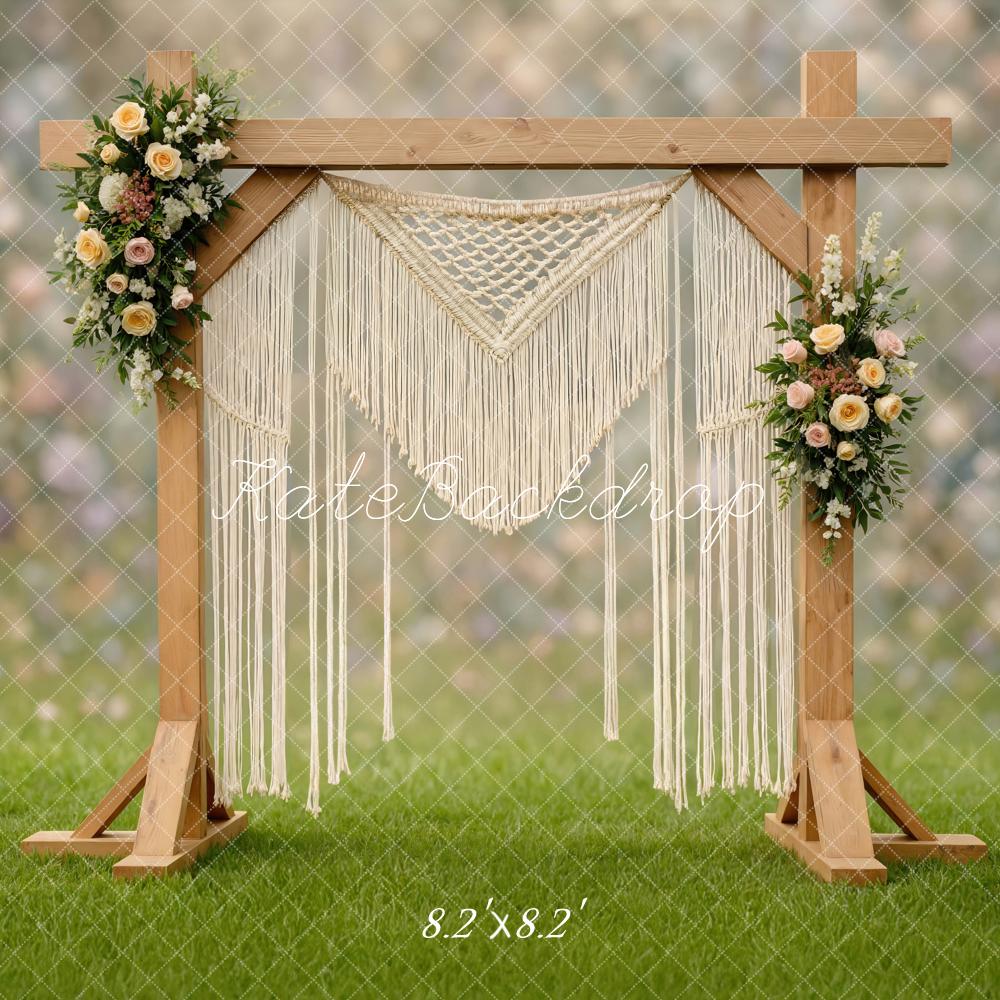 Kate Hochzeit Makramee Blumenbogen Boho Hintergrund Entworfen von Mini MakeBelieve - Kate Backdrop.de