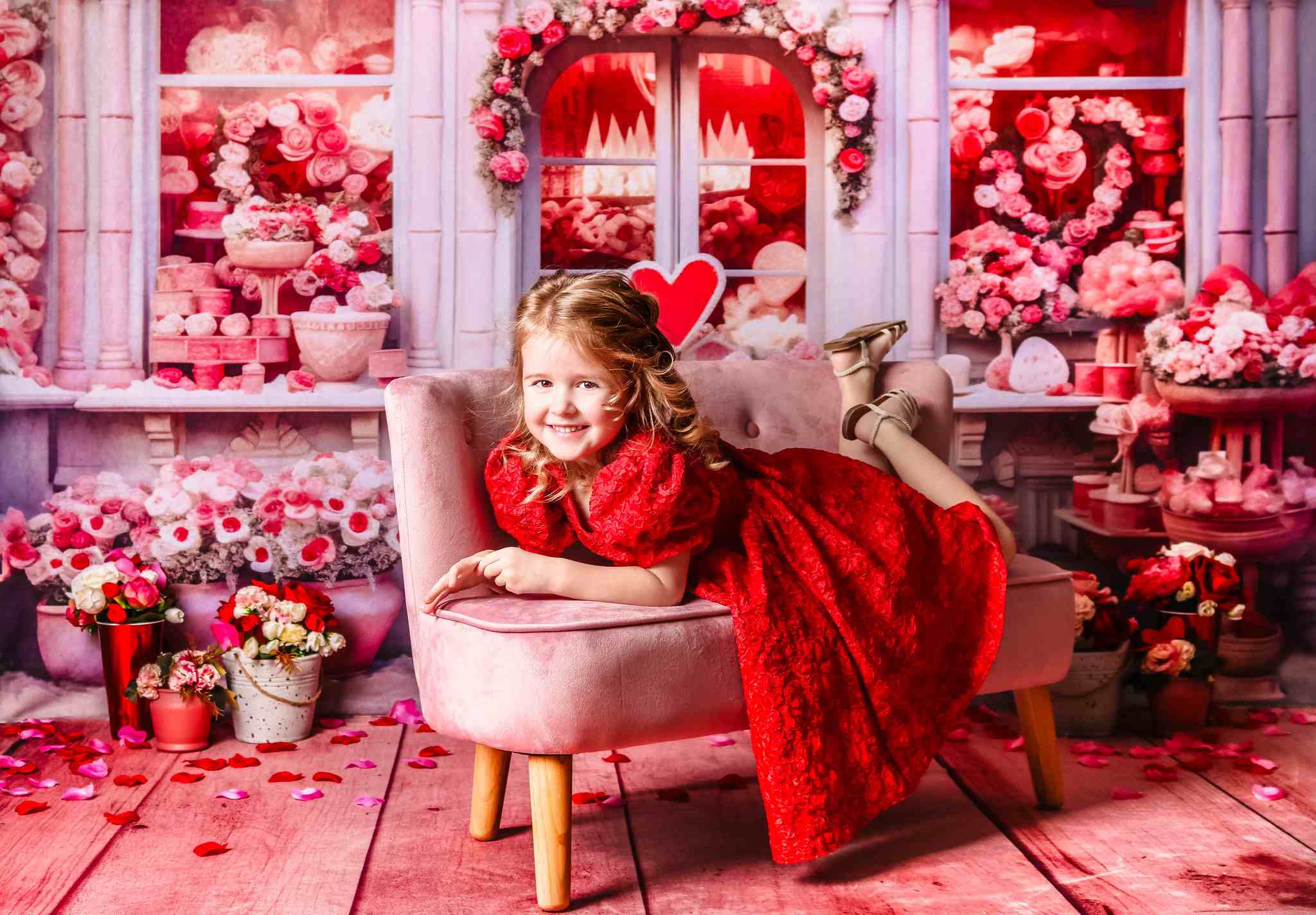 Kate Valentinstag Rosa Rose Haus Hintergrund von Chain Photography - Kate Backdrop.de