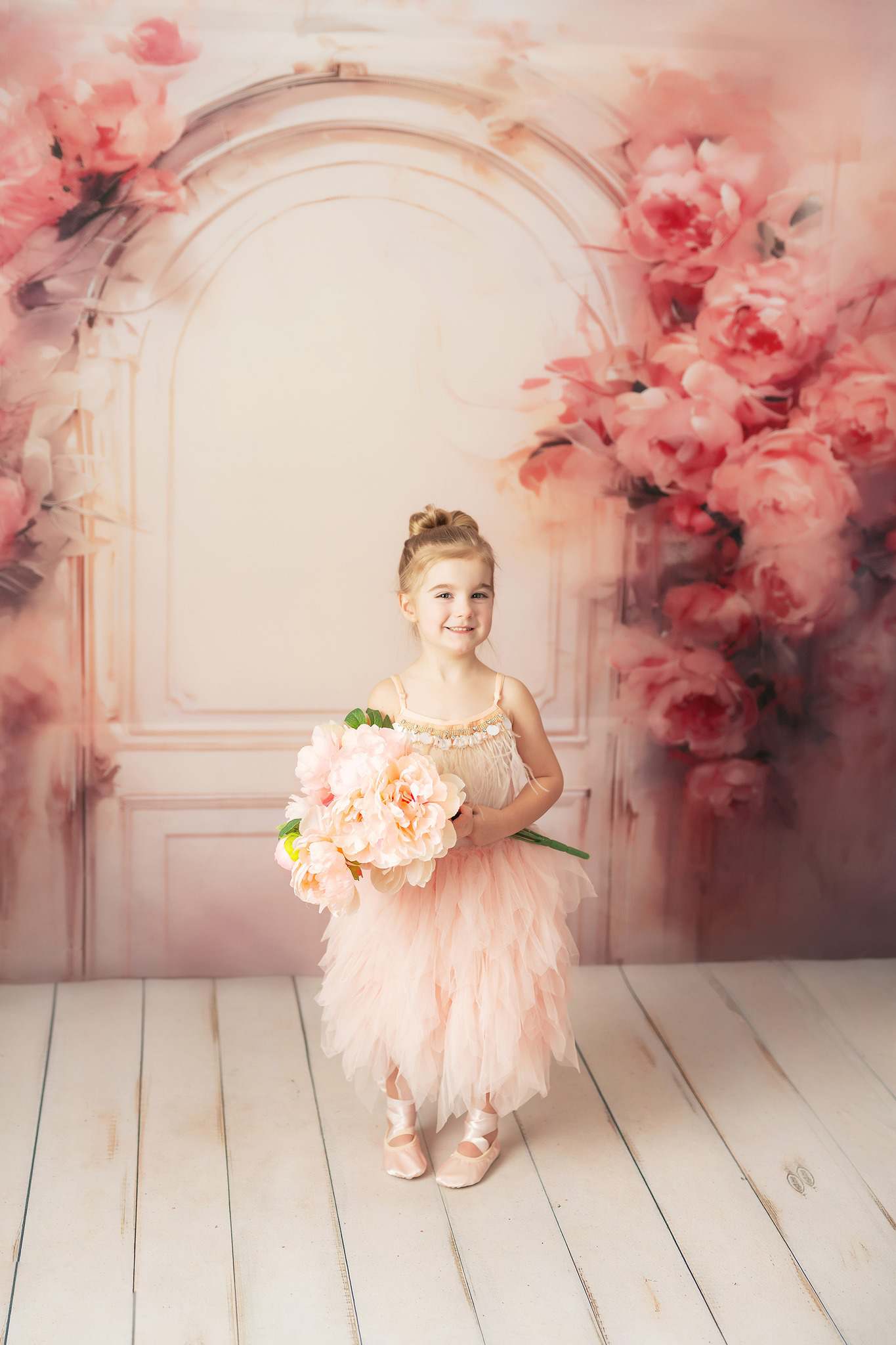 Kate Rosa Blumen Holztür Ölgemälde Stil Hintergrund von GQ - Kate Backdrop.de