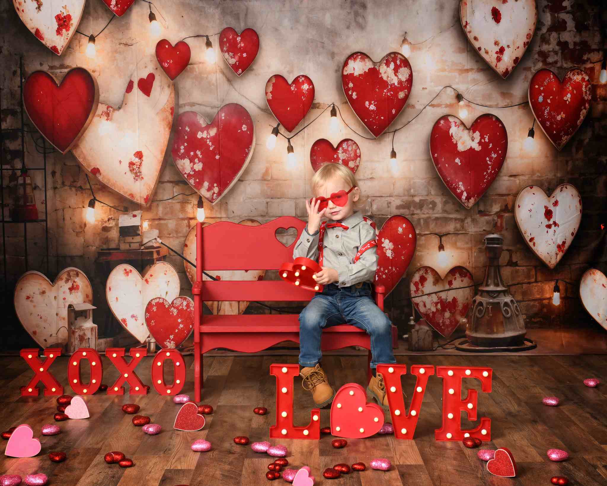 Kate Valentinstag Industrial Sense Retro Lampe Wand Liebe Hintergrund von Emetselch - Kate Backdrop.de