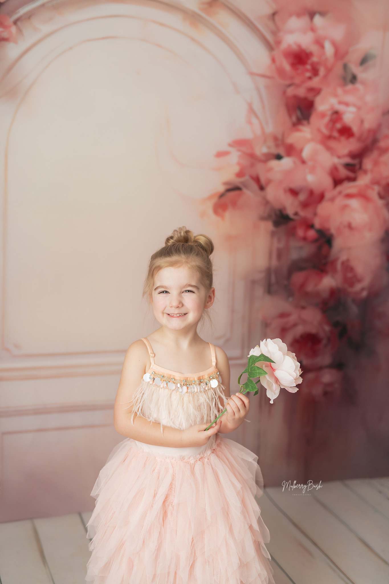 Kate Rosa Blumen Holztür Ölgemälde Stil Hintergrund von GQ - Kate Backdrop.de