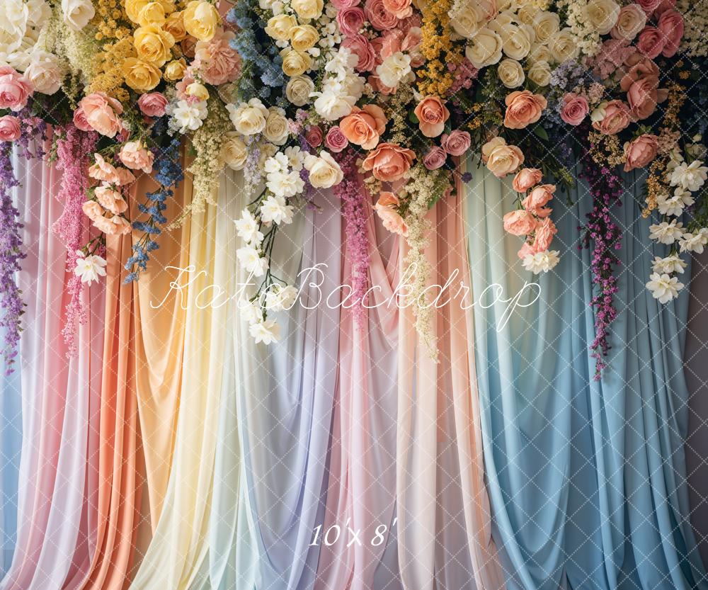 Kate Blumen Vorhang Pastell Romantisch Hintergrund Entworfen von Emetselch - Kate Backdrop.de
