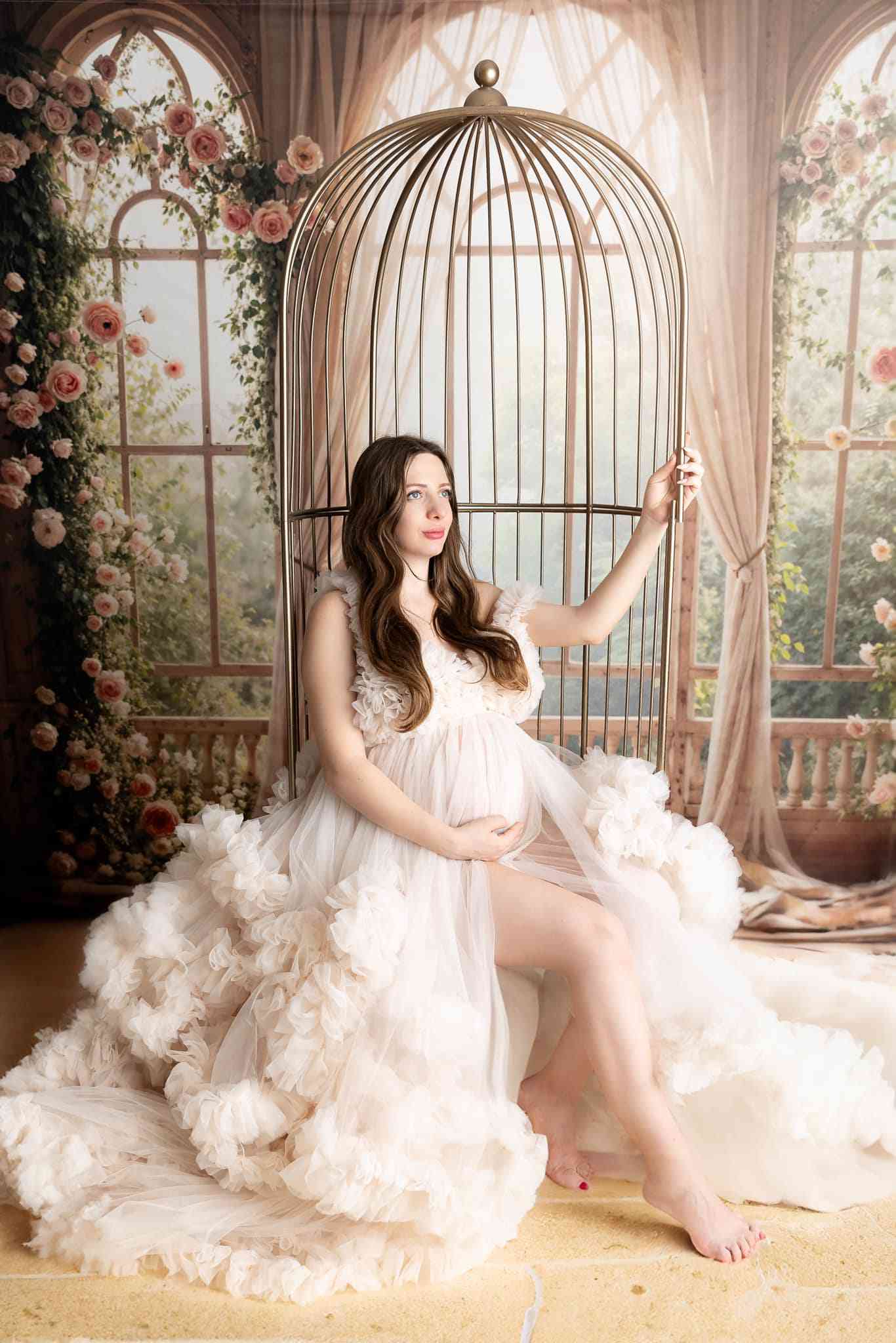 Kate Frühling Rosa Blumen Fenster Zimmer Hintergrund von Emetselch - Kate Backdrop.de