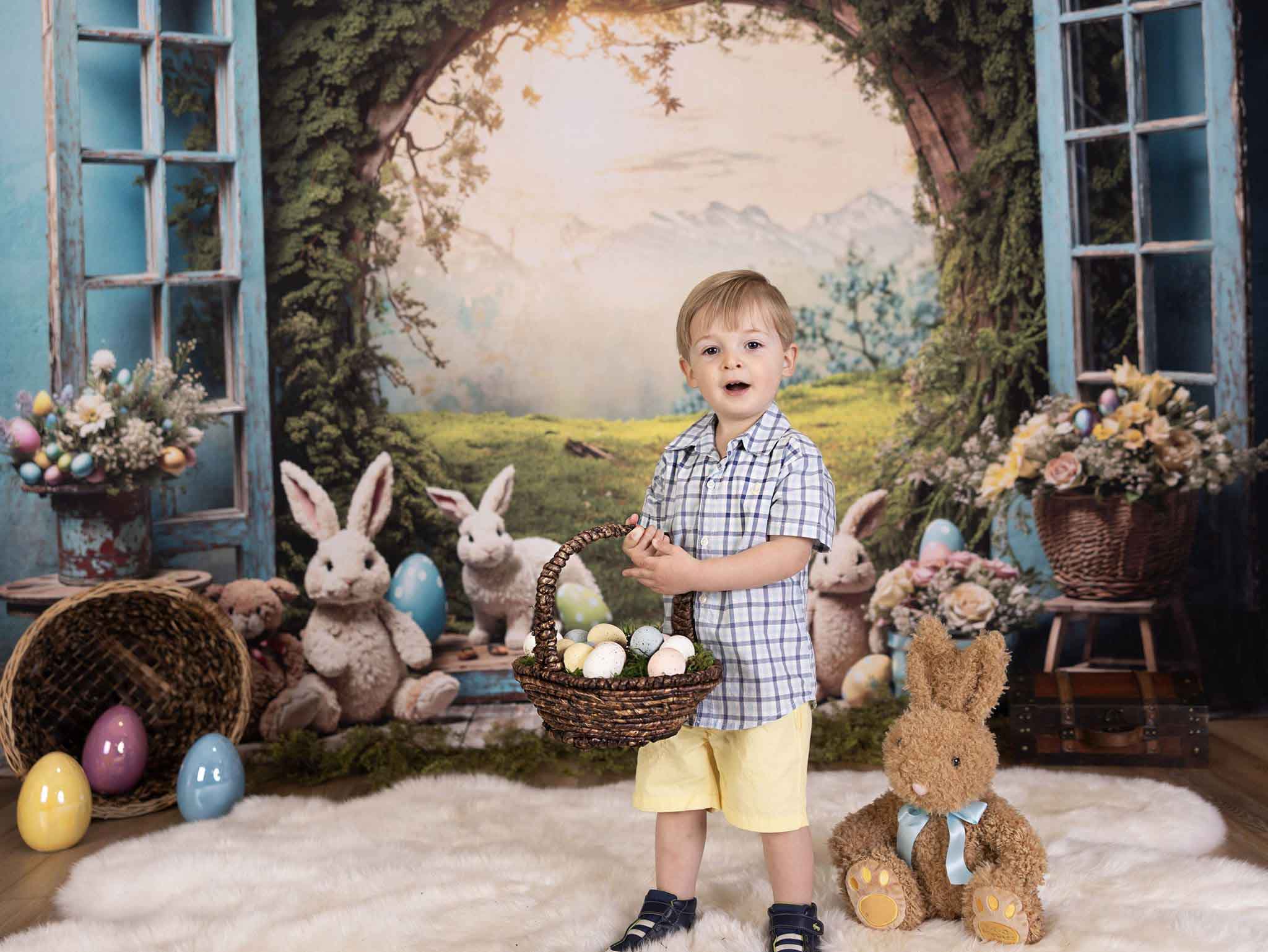 Kate Ostern Hase Fensterblick Fleece Hintergrund - Kate Backdrop.de