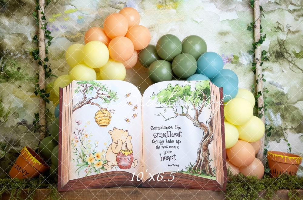 Kate Märchen Honigtopf Buch Ballonbogen Hintergrund Entworfen von Megan Leigh - Kate Backdrop.de