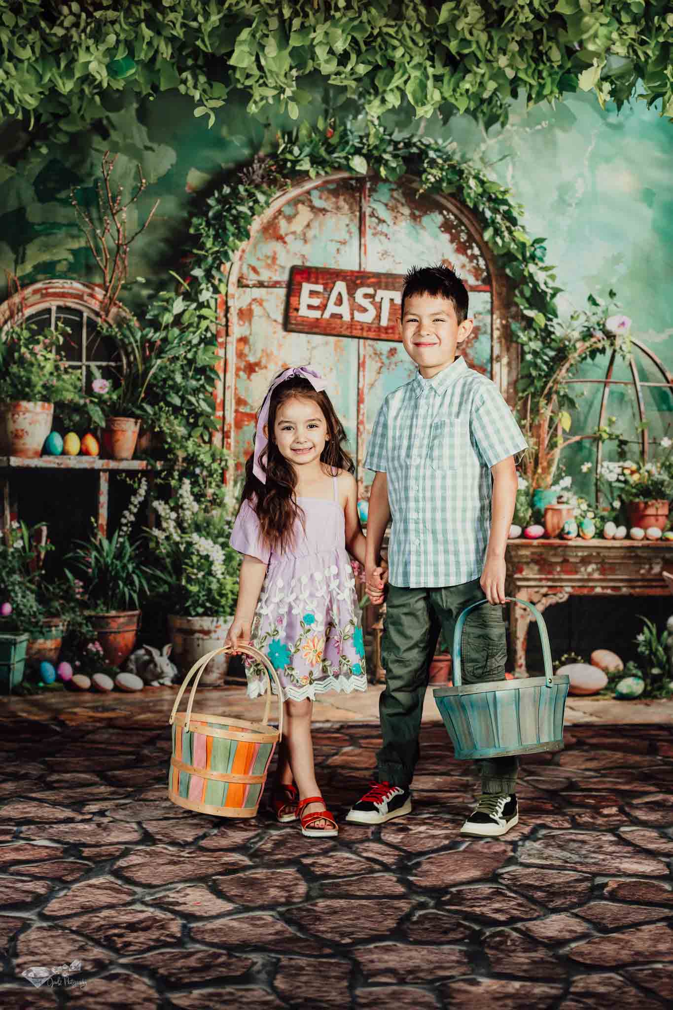 Kate Ostern Grüne Pflanze Peter Hase Fleece Hintergrund Entworfen von Emetselch - Kate Backdrop.de