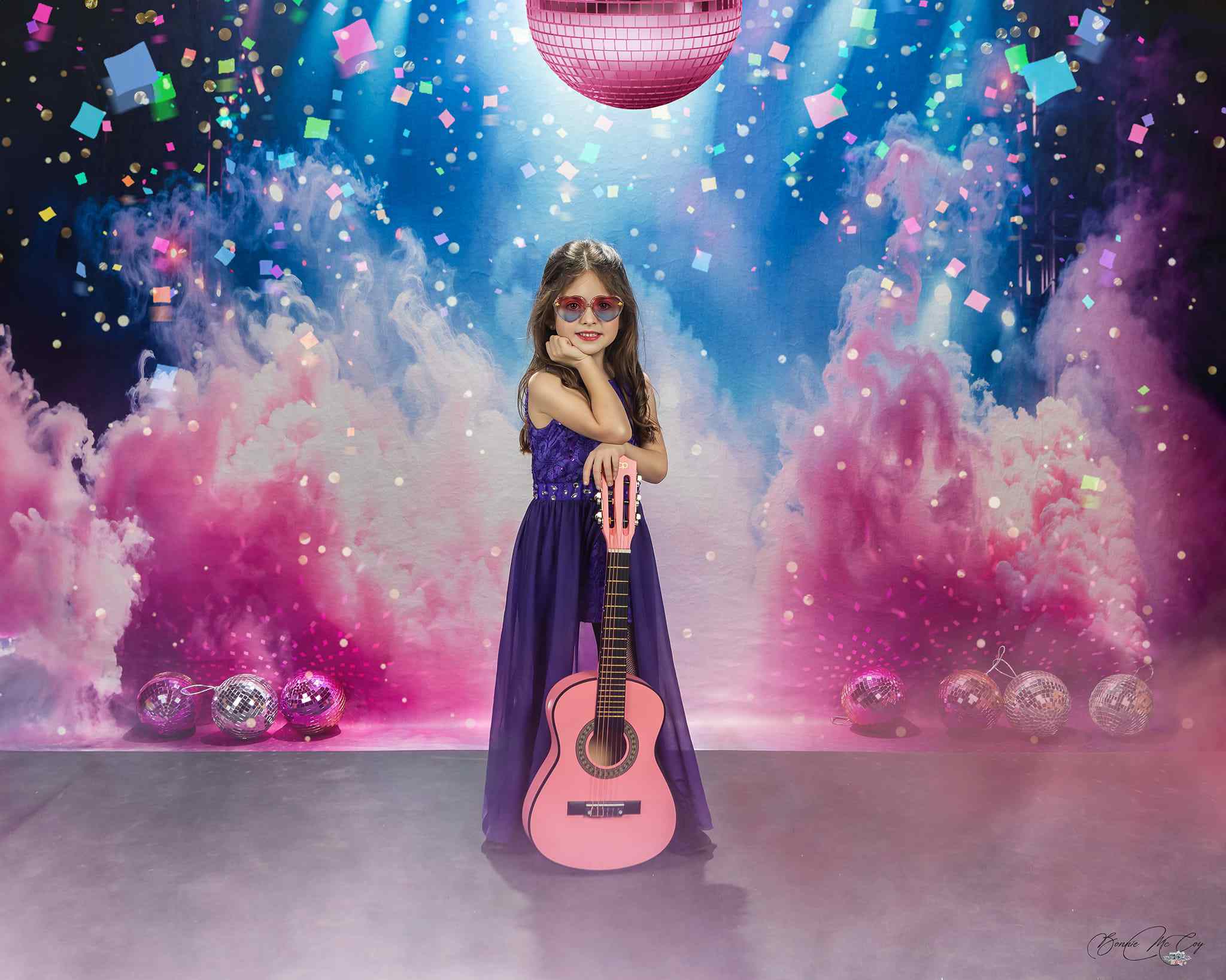 Kate Rosa Rauch Bühne Beleuchtung Hintergrund+blau lila Bühne Boden Hintergrund - Kate Backdrop.de