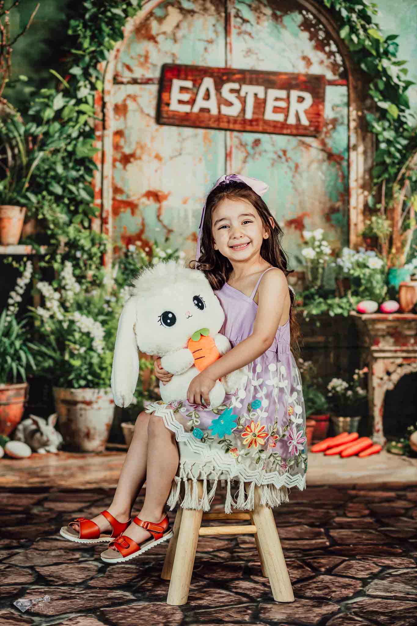 Kate Ostern Grüne Pflanze Peter Hase Fleece Hintergrund Entworfen von Emetselch - Kate Backdrop.de