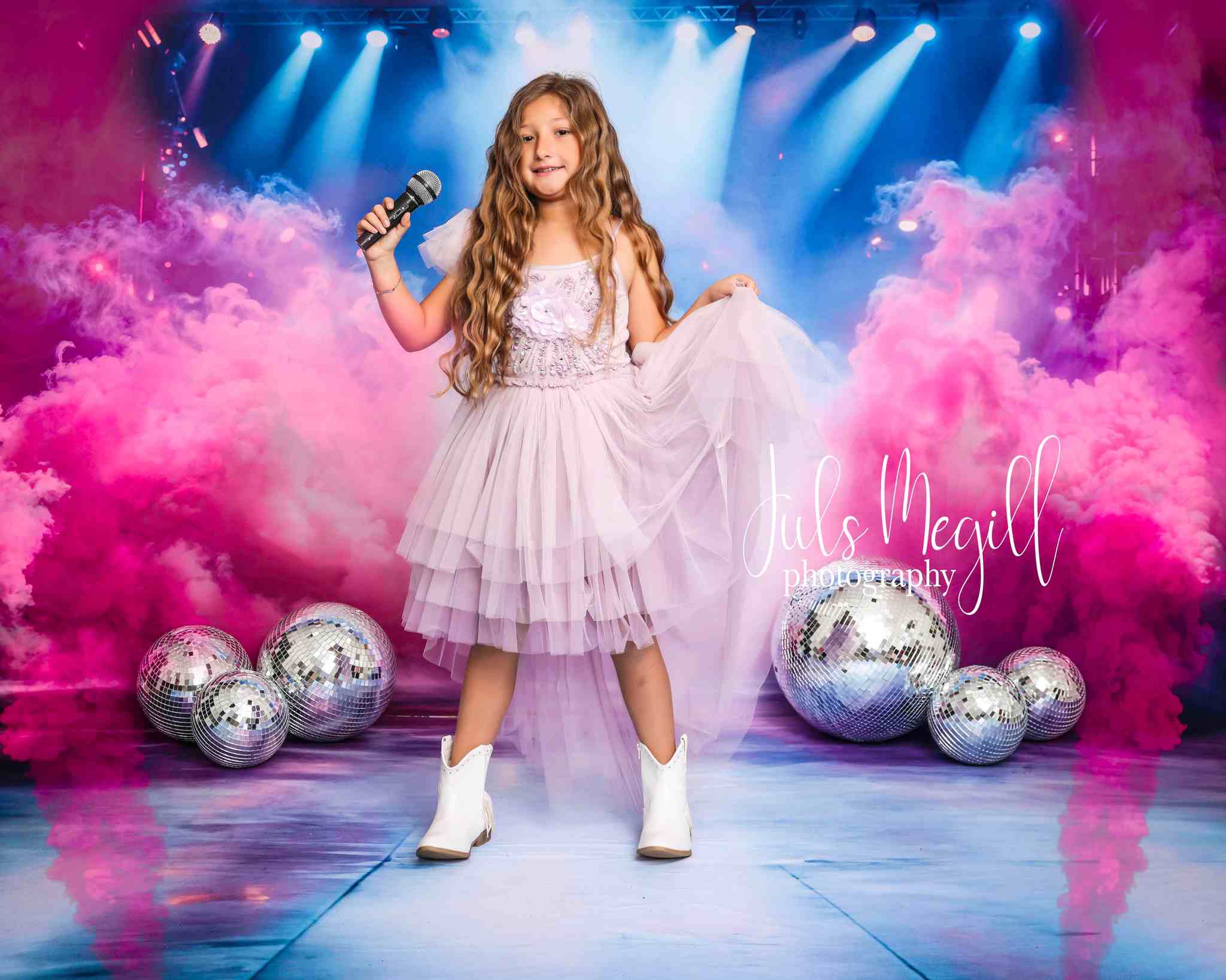 Kate Rosa Rauch Bühne Beleuchtung Hintergrund+blau lila Bühne Boden Hintergrund - Kate Backdrop.de