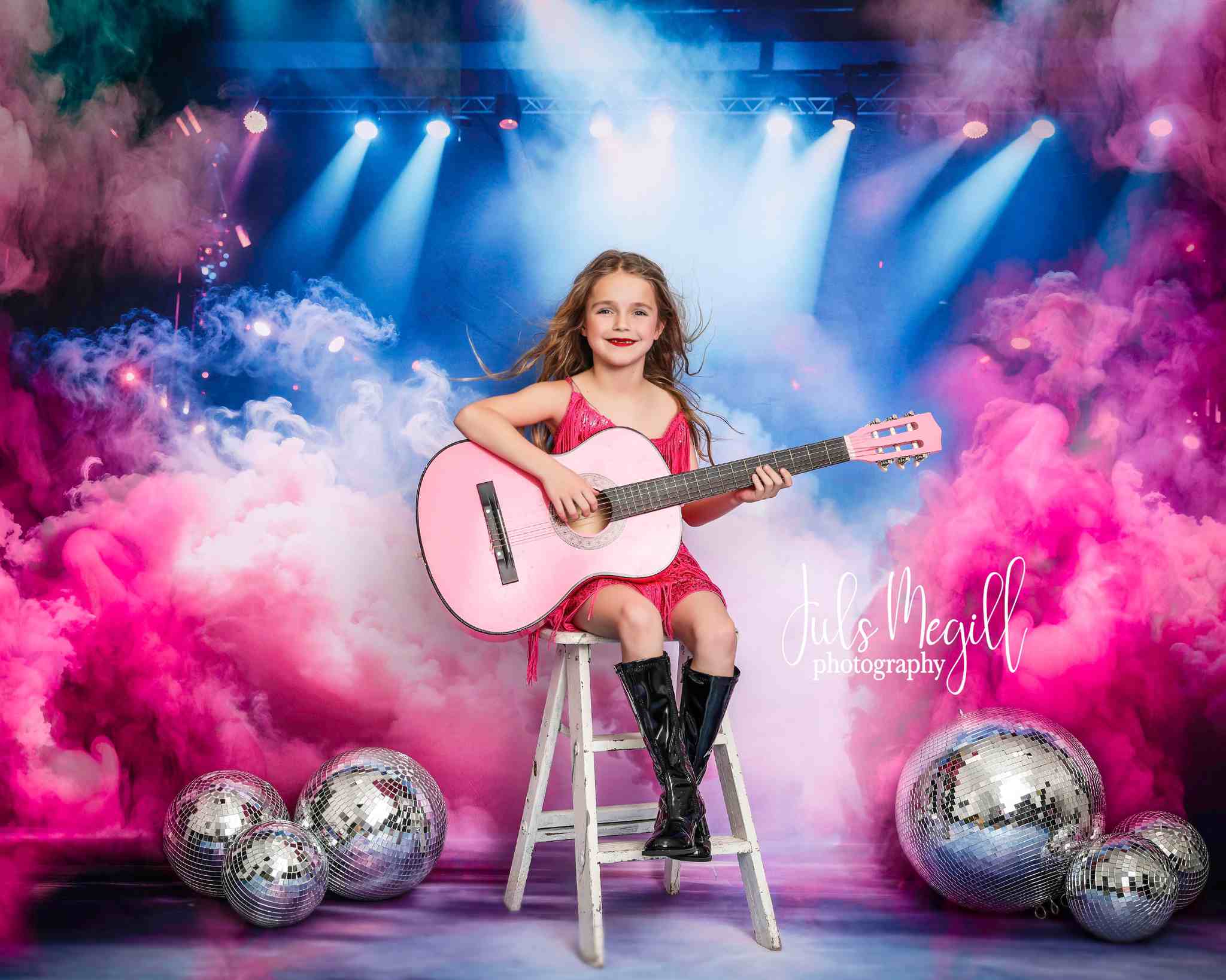 Kate Rosa Rauch Bühne Beleuchtung Hintergrund+blau lila Bühne Boden Hintergrund - Kate Backdrop.de