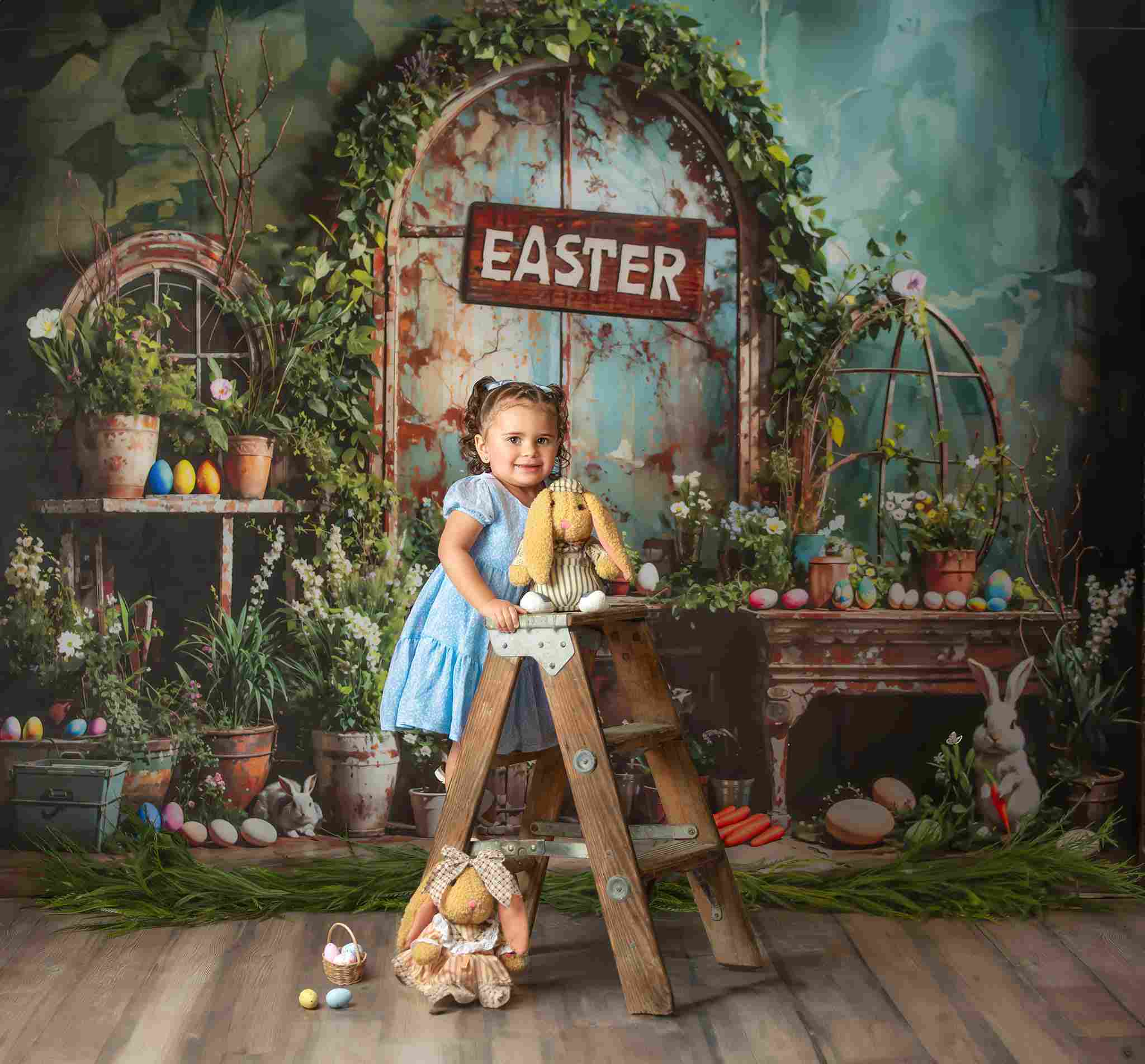 Kate Ostern Grünpflanze Peter Rabbit Hintergrund von Emetselch - Kate Backdrop.de