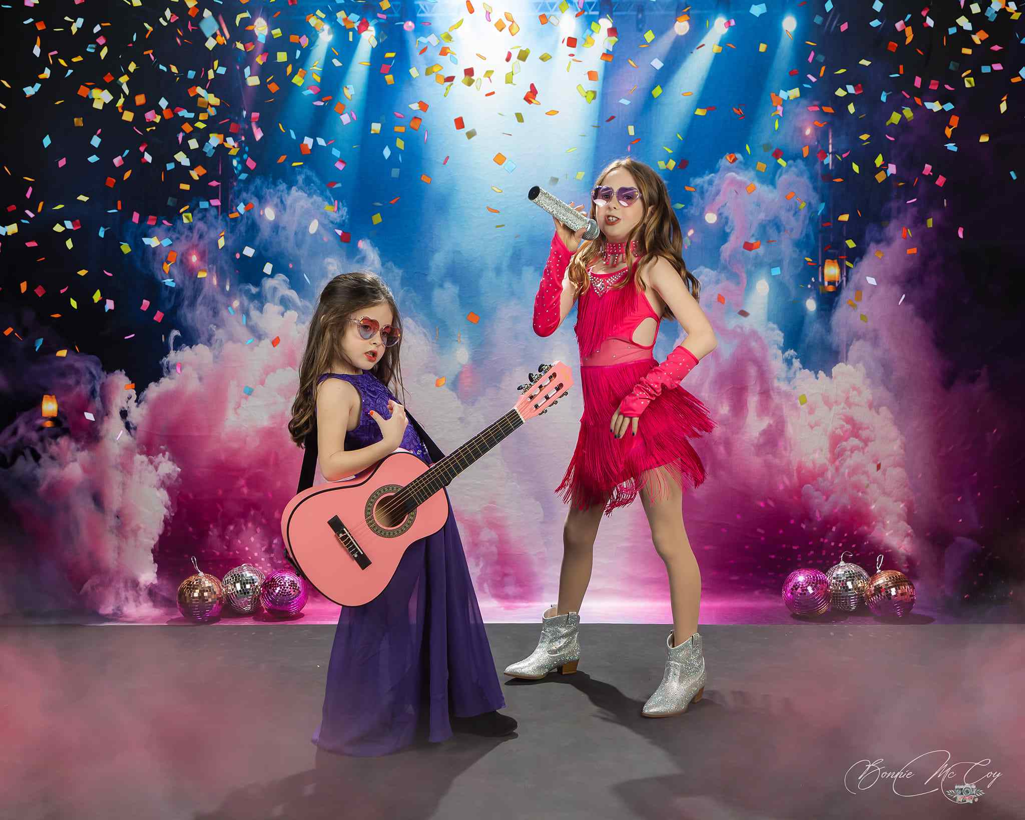 Kate Rosa Rauch Bühne Beleuchtung Hintergrund+blau lila Bühne Boden Hintergrund - Kate Backdrop.de