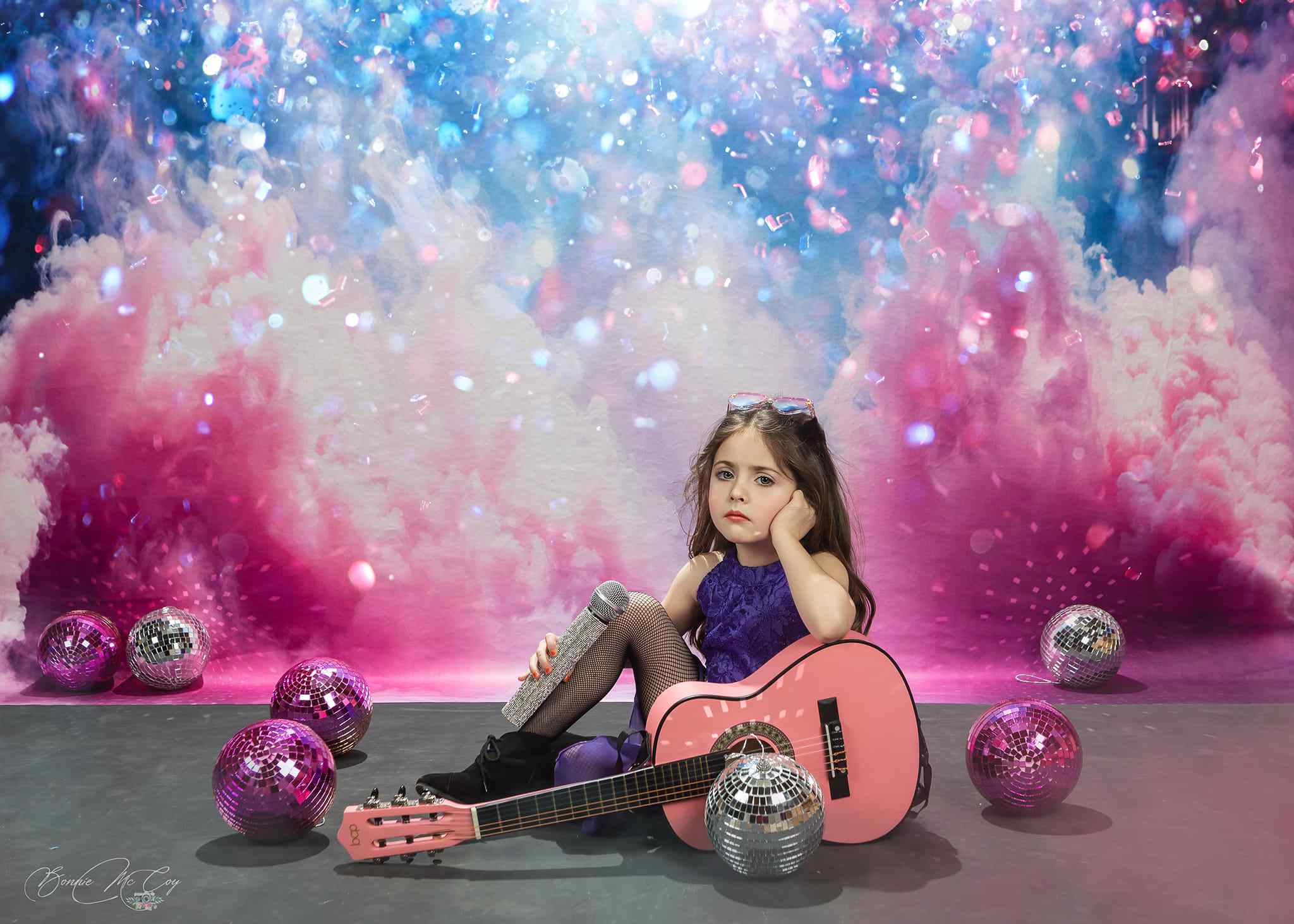 Kate Rosa Rauch Bühne Beleuchtung Hintergrund+blau lila Bühne Boden Hintergrund - Kate Backdrop.de