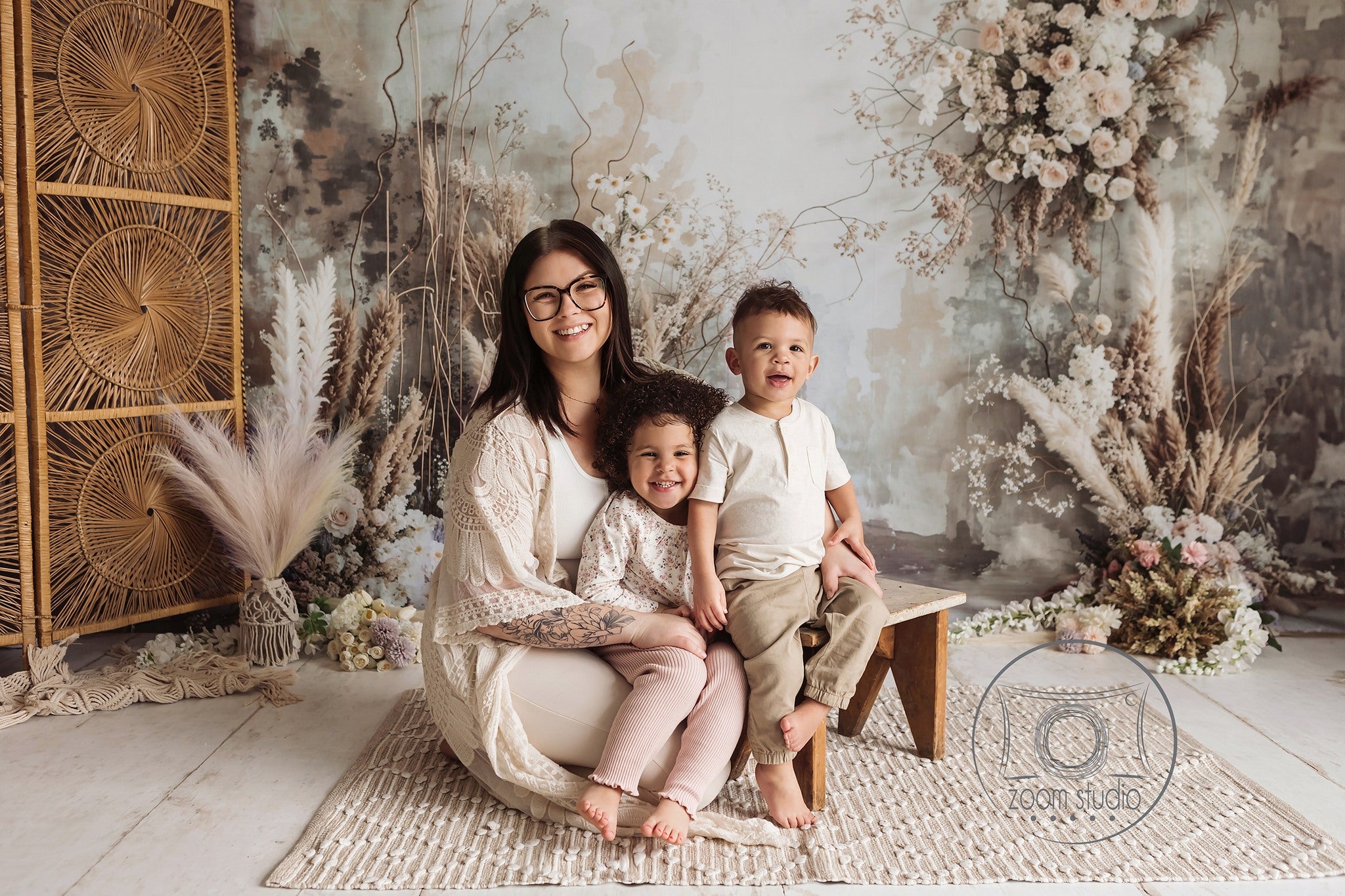 Kate Boho Abstract Art Blumen Schilf Hintergrund entworfen von Emetselch - Kate Backdrop.de