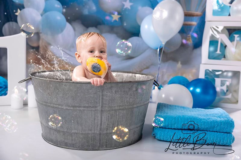 Kate Kuchen Smash Süßtraum Heißluftballon Fleece Hintergrund Entworfen von Chain Photography - Kate Backdrop.de