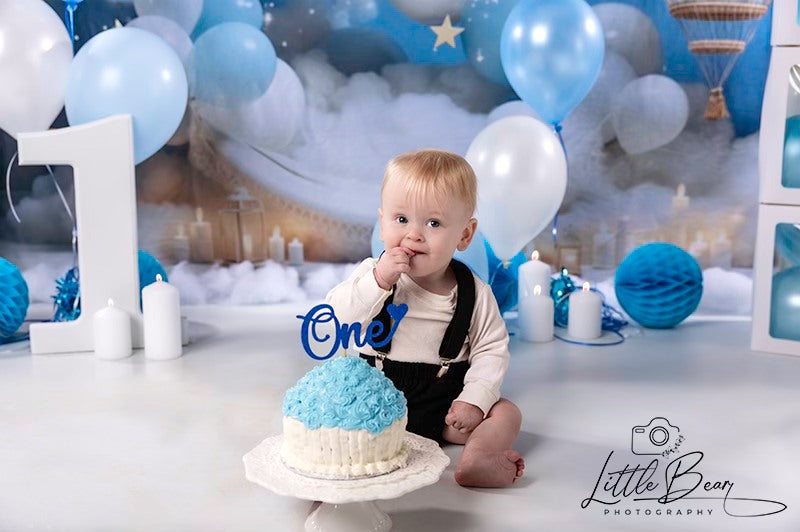 Kate Kuchen Smash Süßtraum Heißluftballon Fleece Hintergrund Entworfen von Chain Photography - Kate Backdrop.de