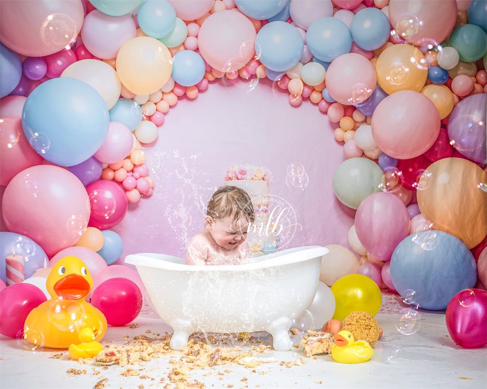 Kate Geburtstag Rosa Luftballon Wand Cake Smash Hintergrund Entworfen von Chain Photography - Kate Backdrop.de