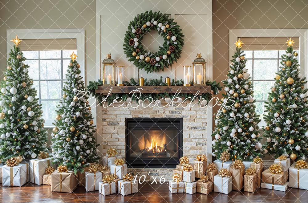 Kate Weihnachten Kamin Weihnachtsbaum Geschenke Hintergrund Entworfen von Mini MakeBelieve