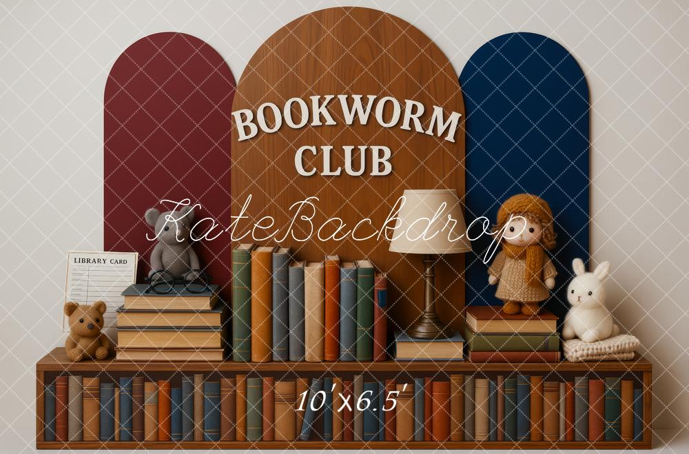 Kate Bücherregal Plüschtiere Kinderzimmer Vintage Hintergrund Entworfen von Patty Roberts - Kate Backdrop.de